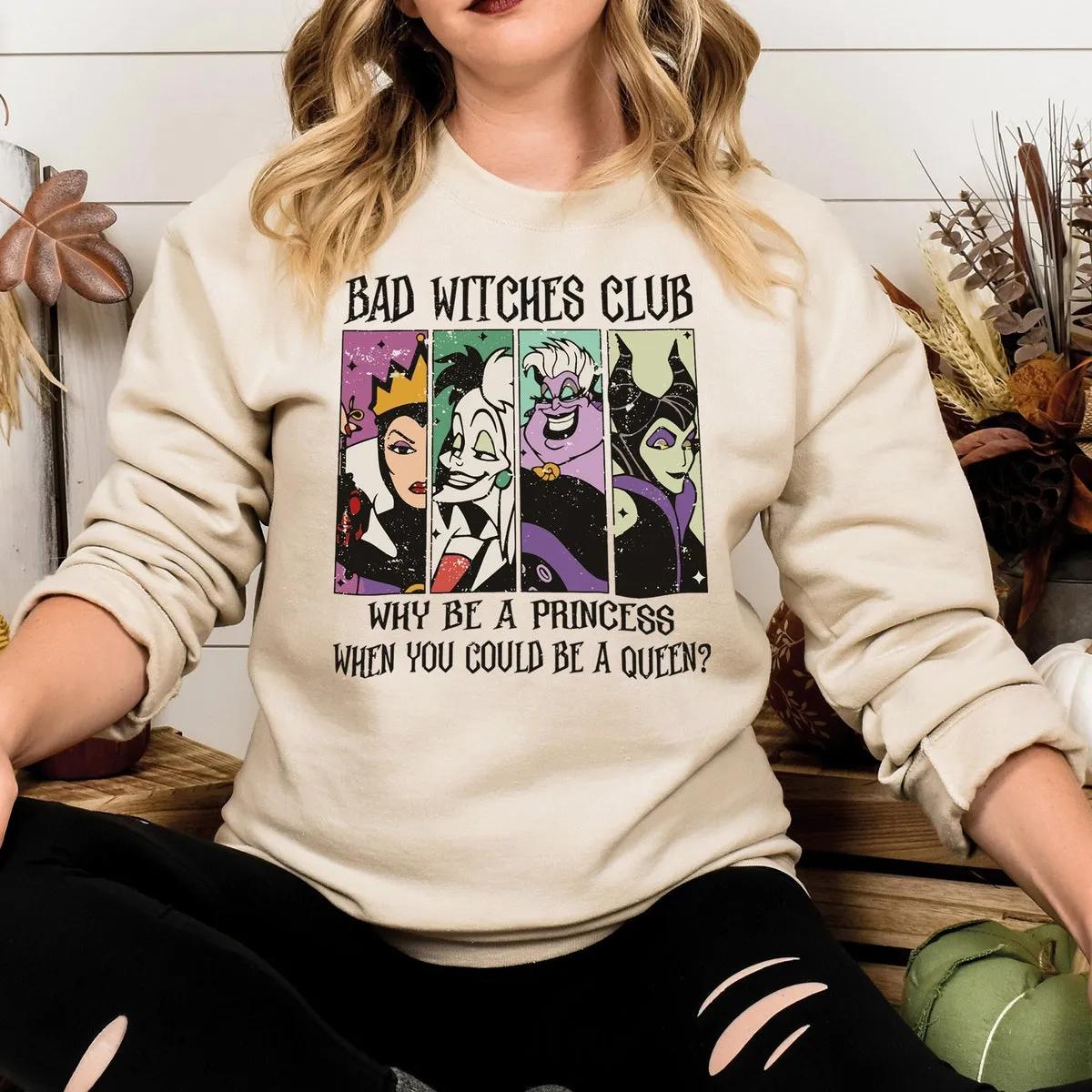 Disney Bad Witches Club Shirt Maleficent Evil Queen Ursula Cruella Tee 2 3