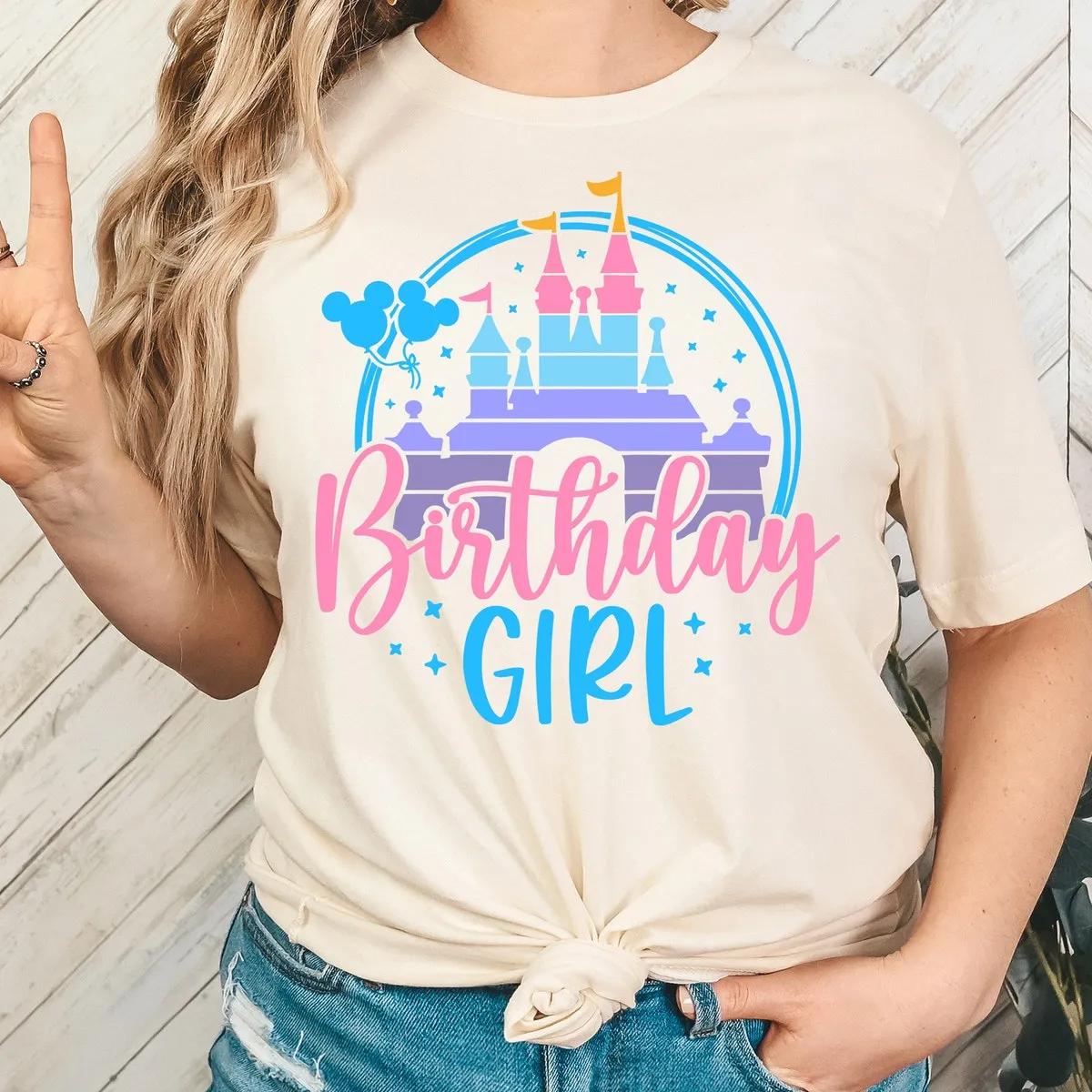 Disney Birthday Girl Shirt Disneyland Castle Tee 4 3