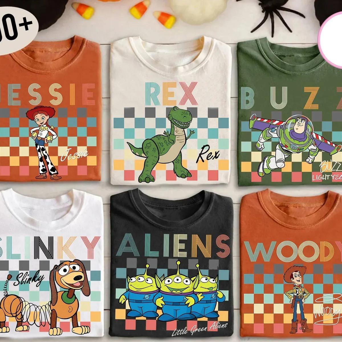 Disney Buzz Woody Jessie Slinky Aliens Rex Shirt Toy Story Characters Tee 1