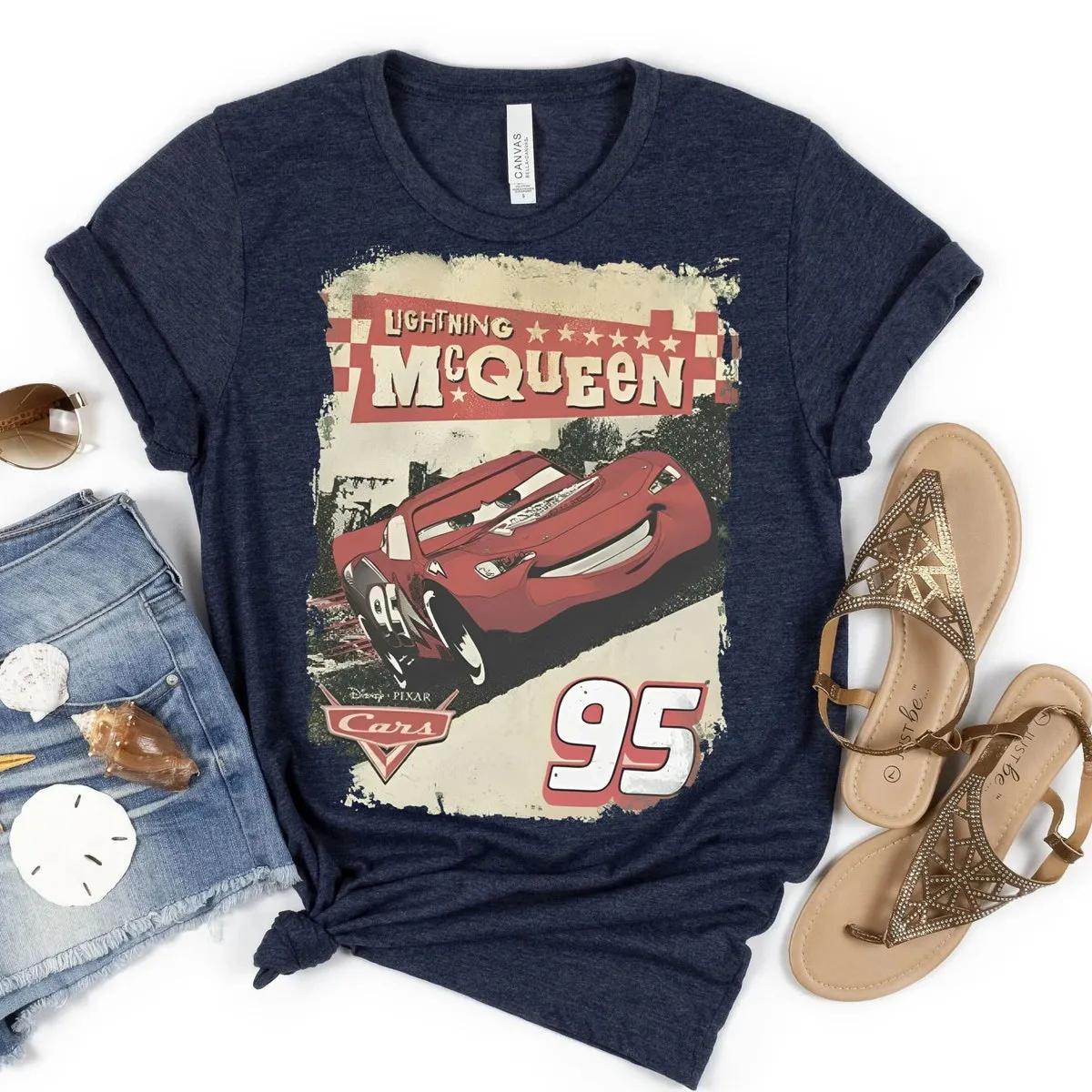 Disney Car Movie Shirt 95 Lightning Mcqueen Radiator Springs Tee 2