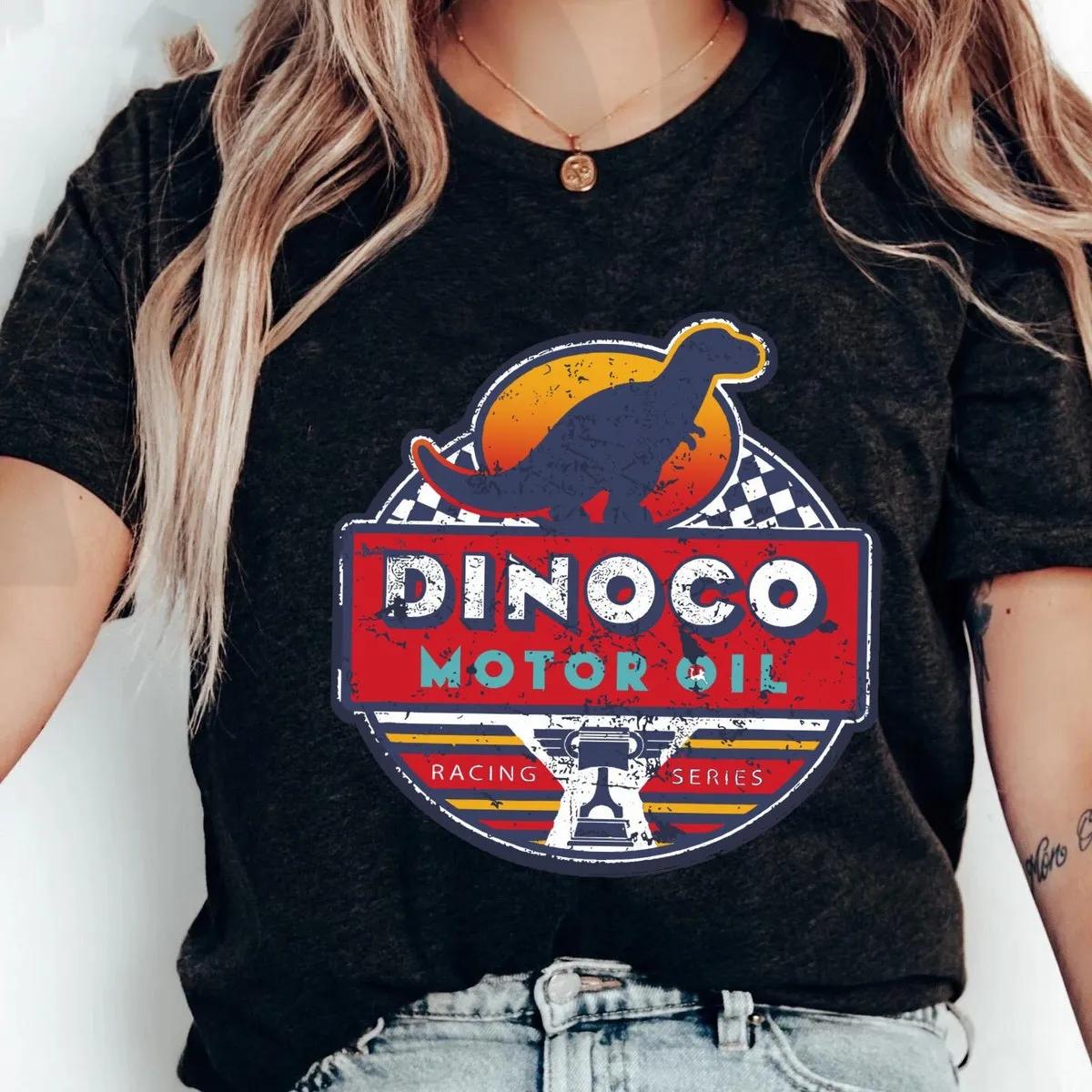 Disney Cars Dinoco Motor Oil Faded Sign Shirt 1