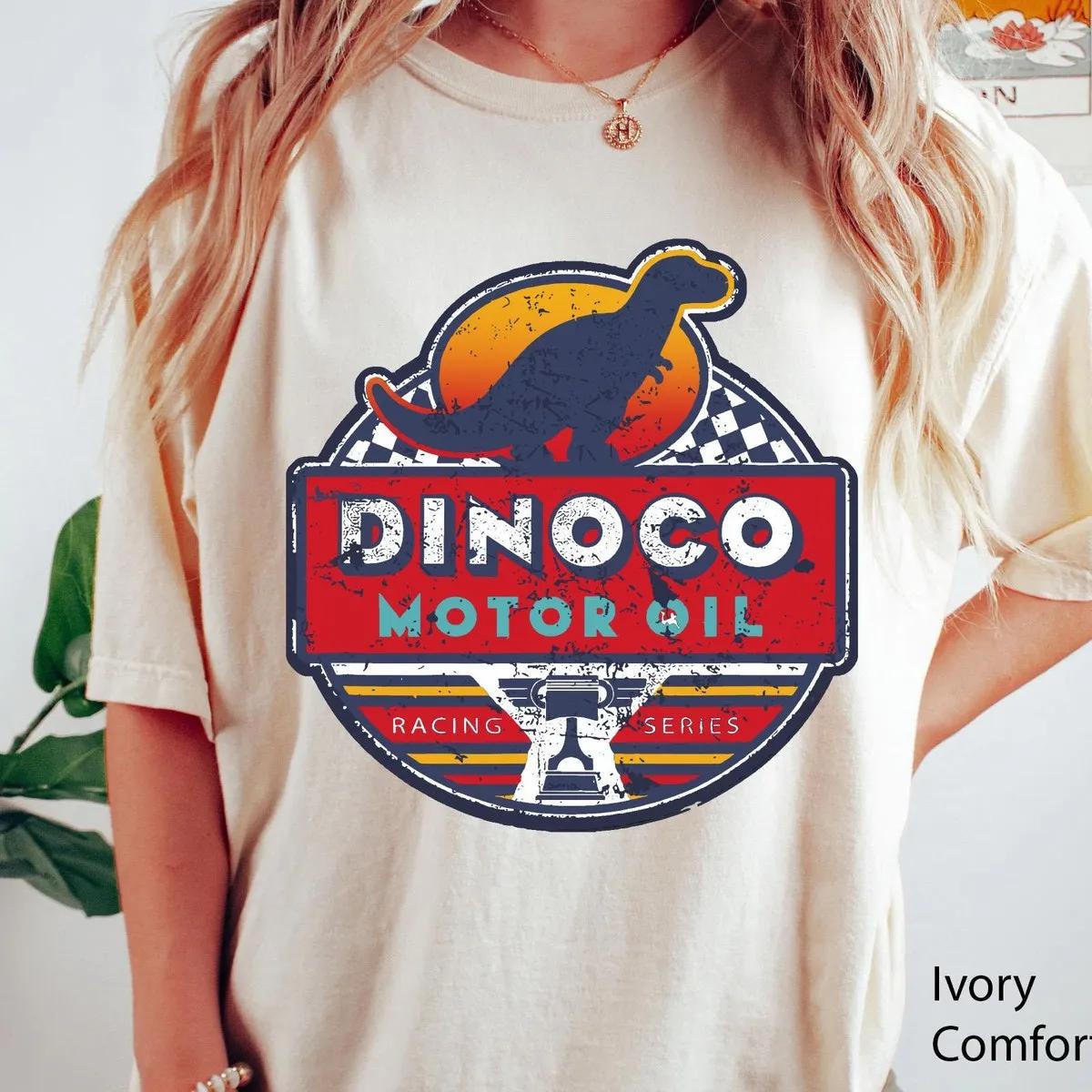 Disney Cars Dinoco Motor Oil Faded Sign Shirt 2