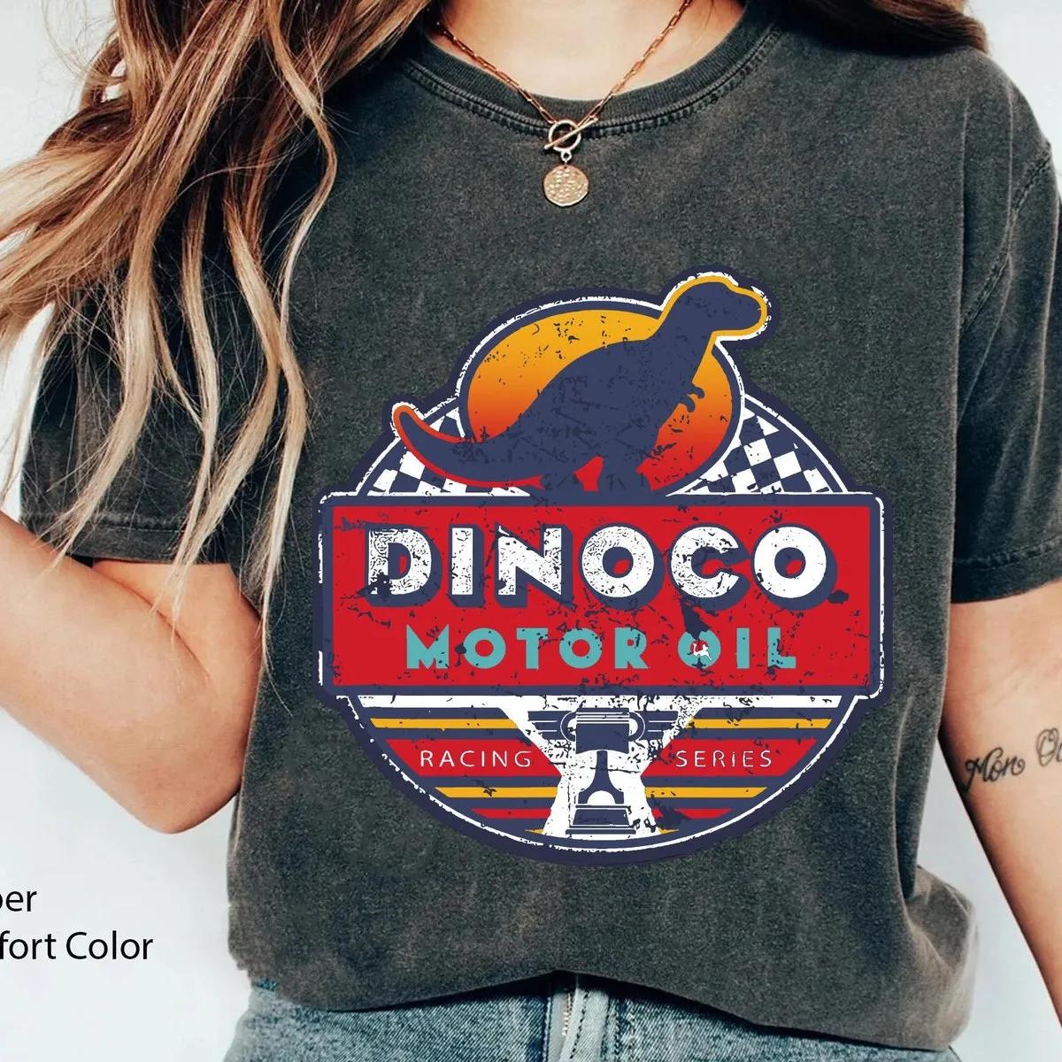 Disney Cars Dinoco Motor Oil Faded Sign Shirt 3