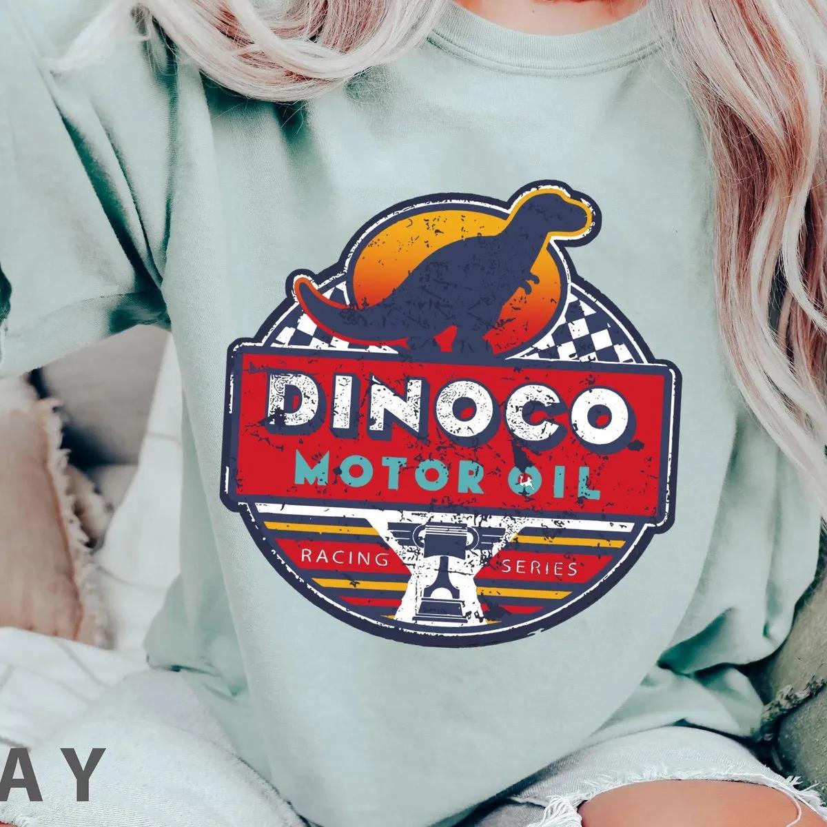 Disney Cars Dinoco Motor Oil Faded Sign Shirt 4