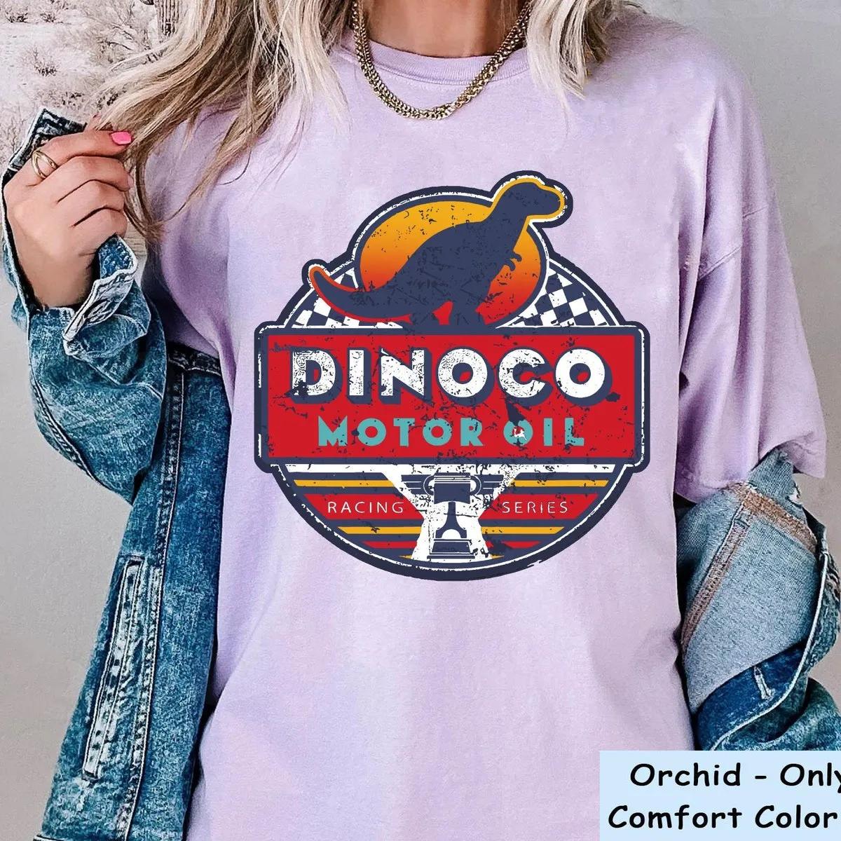 Disney Cars Dinoco Motor Oil Faded Sign Shirt 5