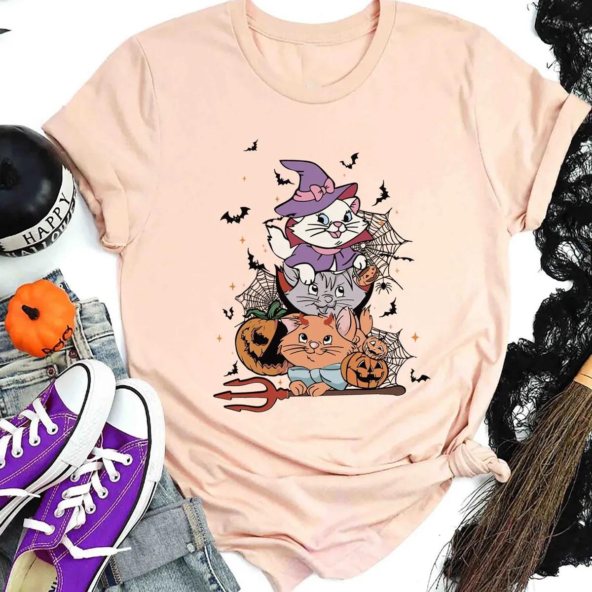 Disney Cat Marie Pumpkin Halloween Shirt 3