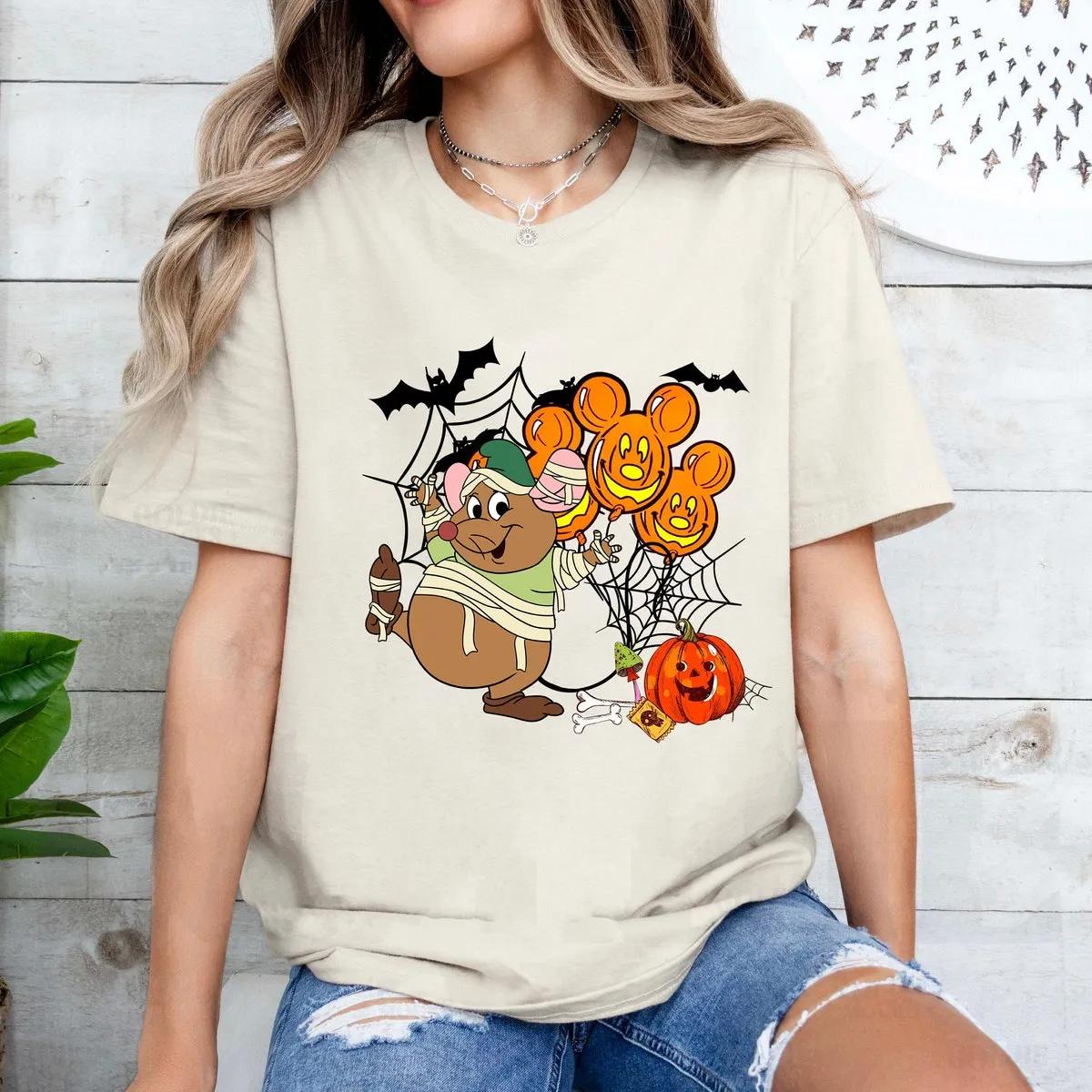 Disney Cinderella Jaq and Gus Mummy Halloween Spooky Balloon Shirt 3