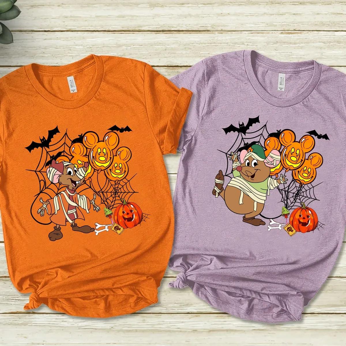 Disney Cinderella Jaq and Gus Mummy Halloween Spooky Balloon Shirt 4