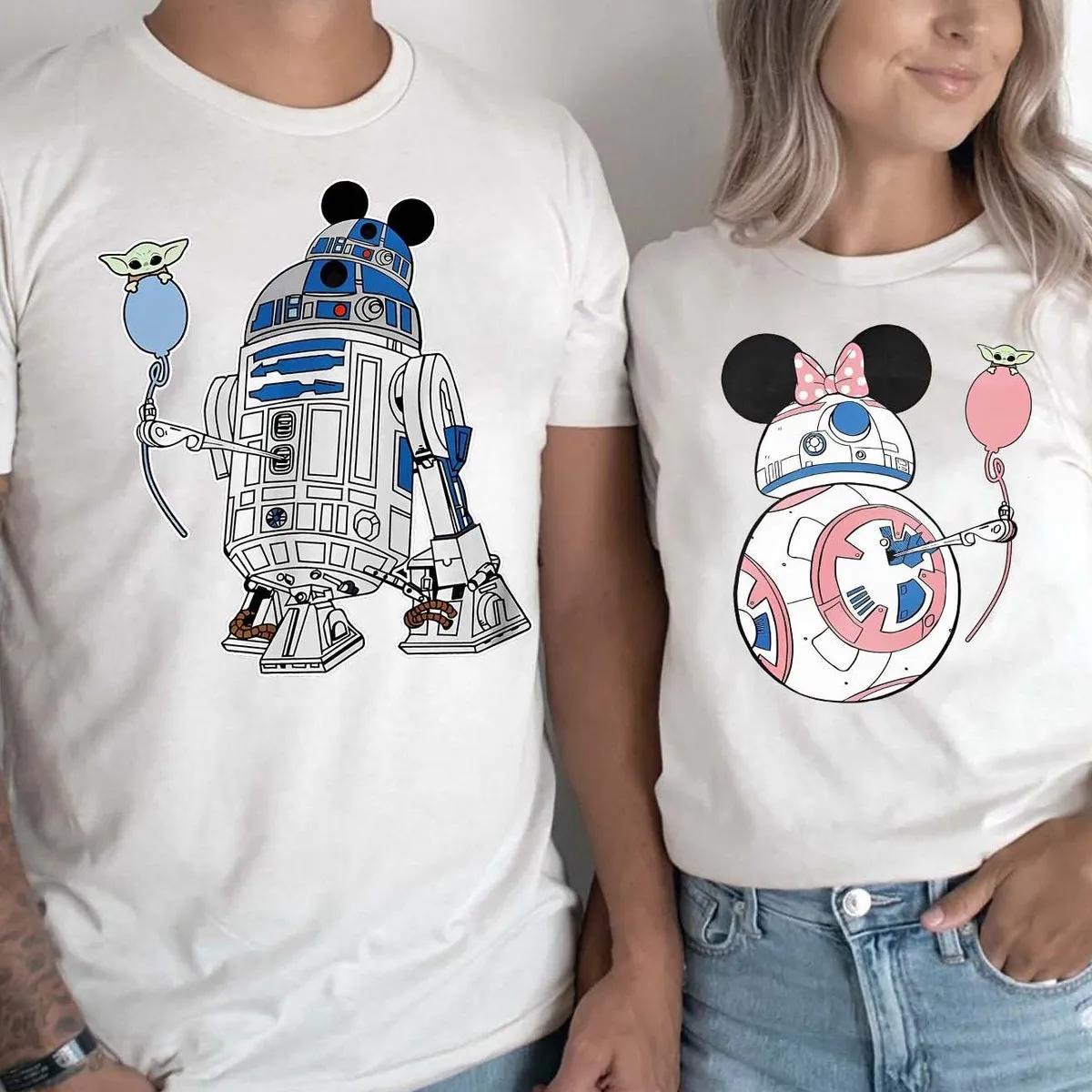 Disney Couple Matching R2D2 Bb8 Star Wars Shirt 1