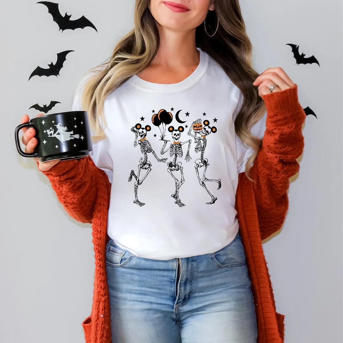 Disney Dancing Skeleton Mickey Head Halloween Shirt 1