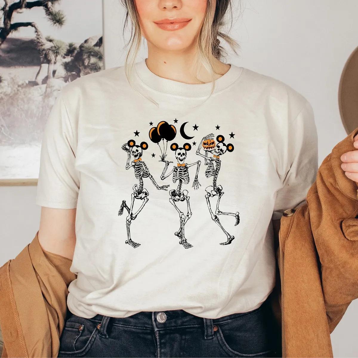 Disney Dancing Skeleton Mickey Head Halloween Shirt 3