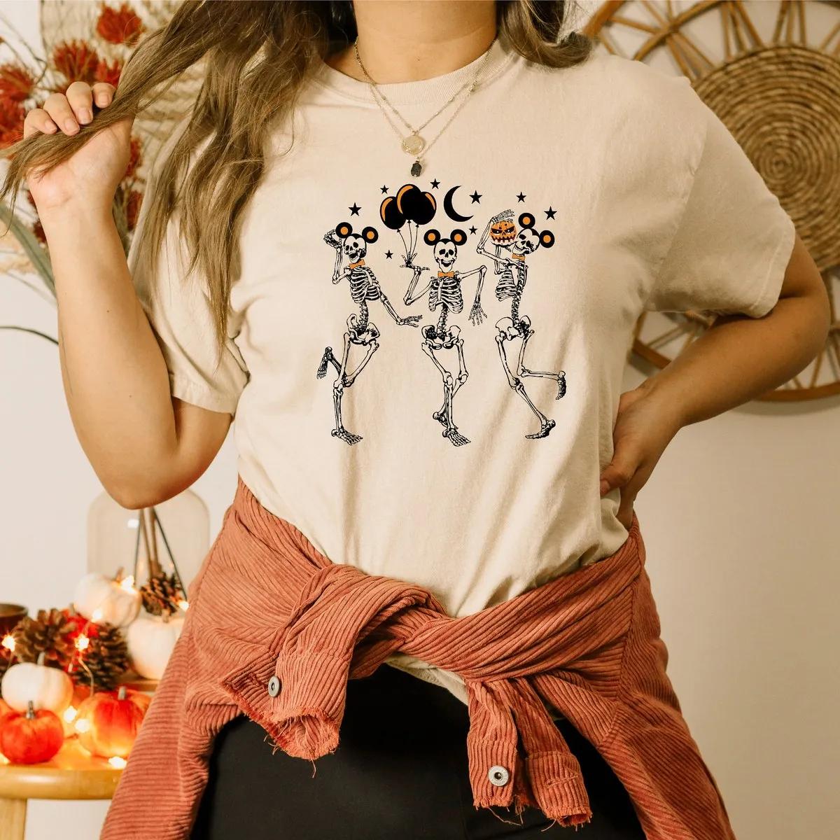 Disney Dancing Skeleton Mickey Head Halloween Shirt 4