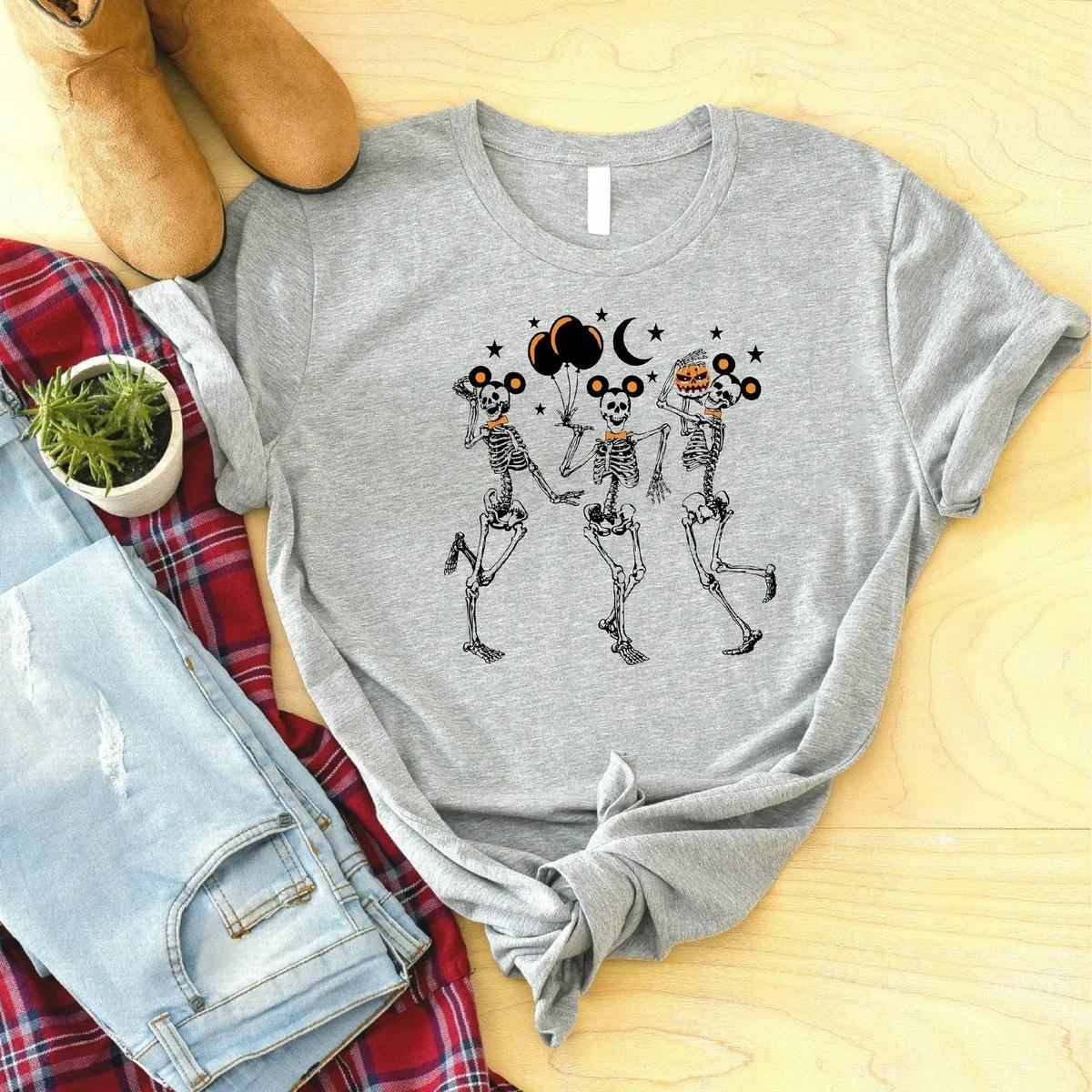 Disney Dancing Skeleton Mickey Head Halloween Shirt 5