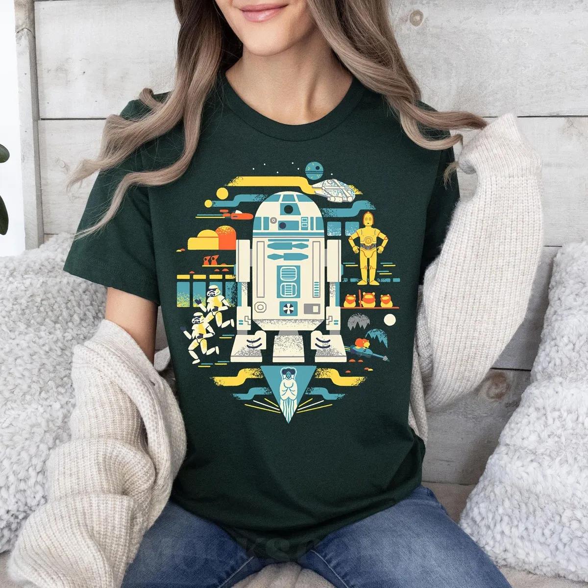 Disney Droids R2 D2 C 3Po Circle Collage Shirt 1