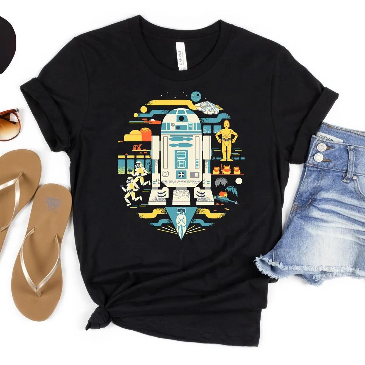 Disney Droids R2 D2 C 3Po Circle Collage Shirt 2