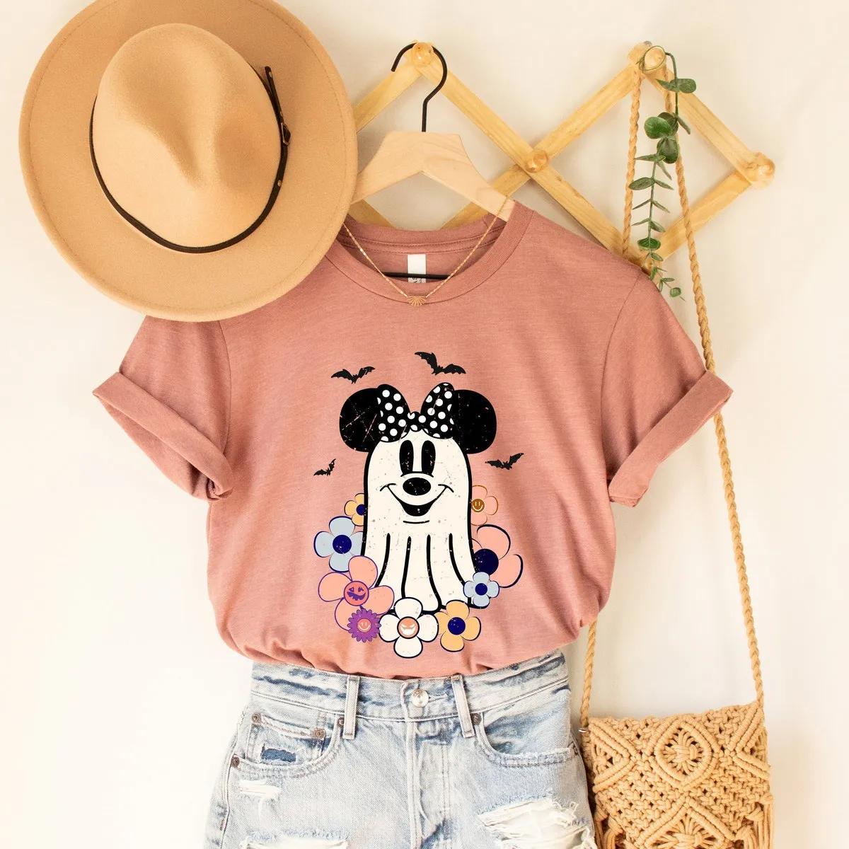 Disney Floral Minnie Ghost Halloween Shirt 1 1