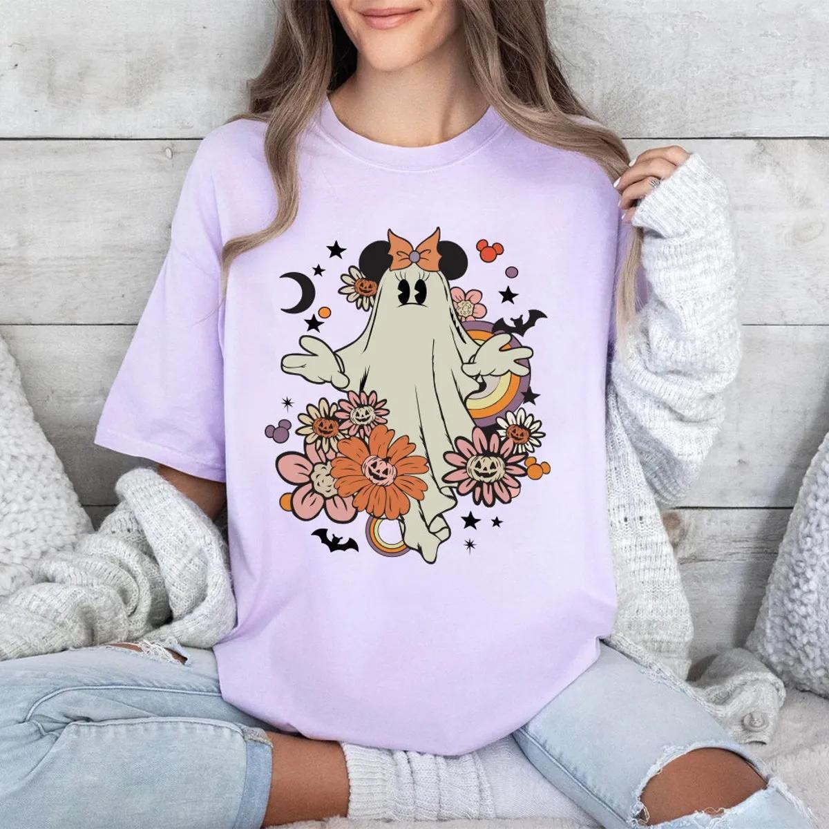 Disney Floral Minnie Ghost Halloween Shirt 2