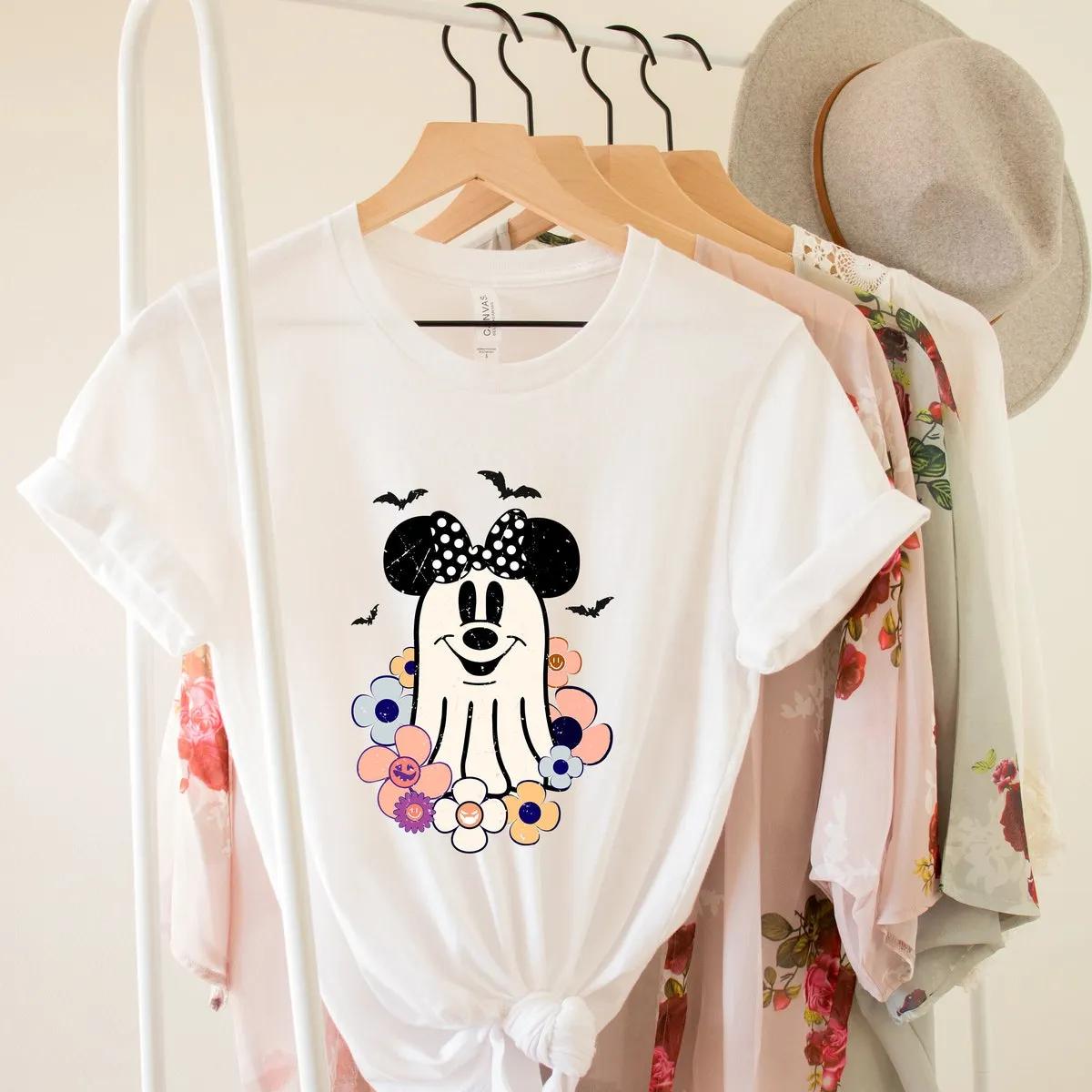 Disney Floral Minnie Ghost Halloween Shirt 3 1