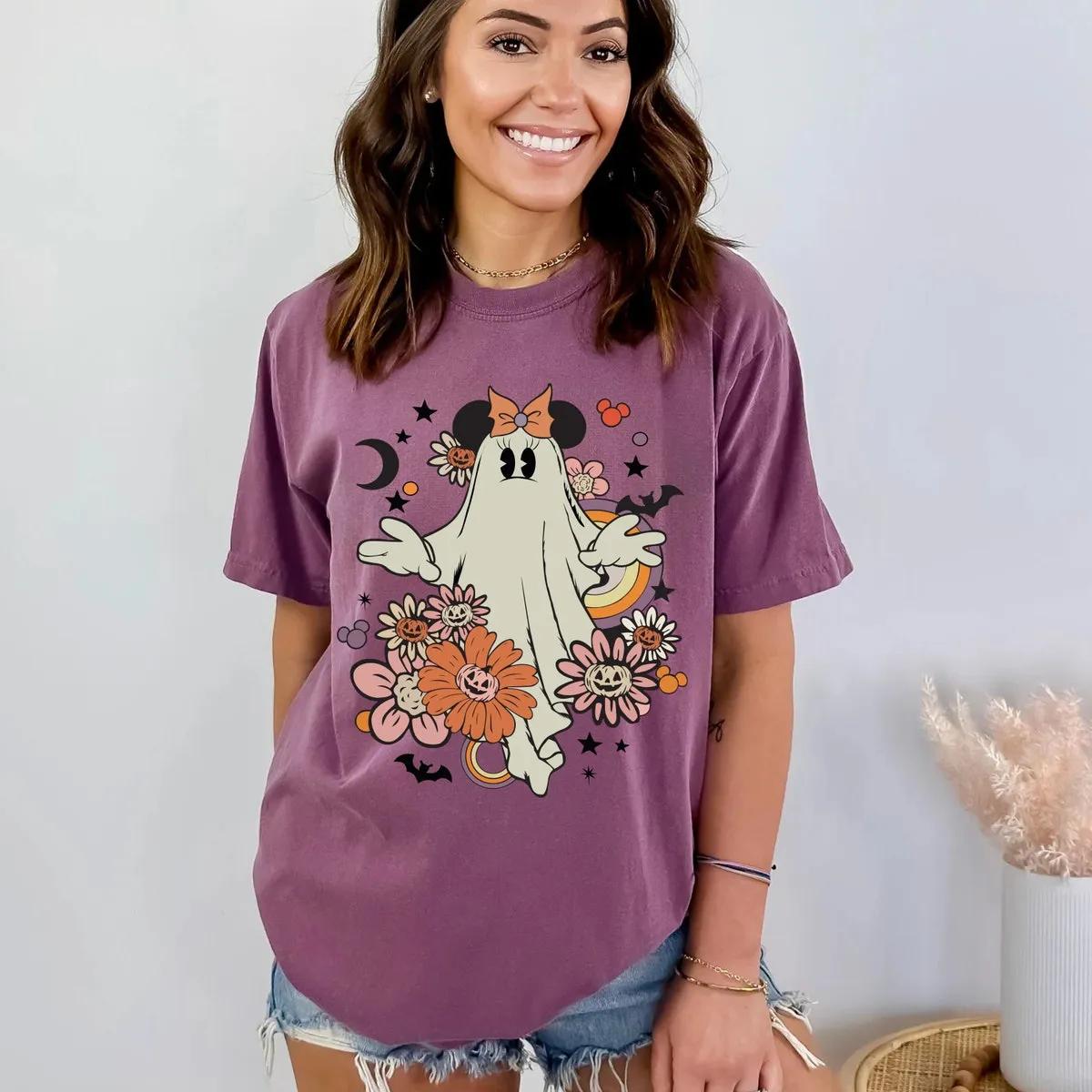 Disney Floral Minnie Ghost Halloween Shirt 3