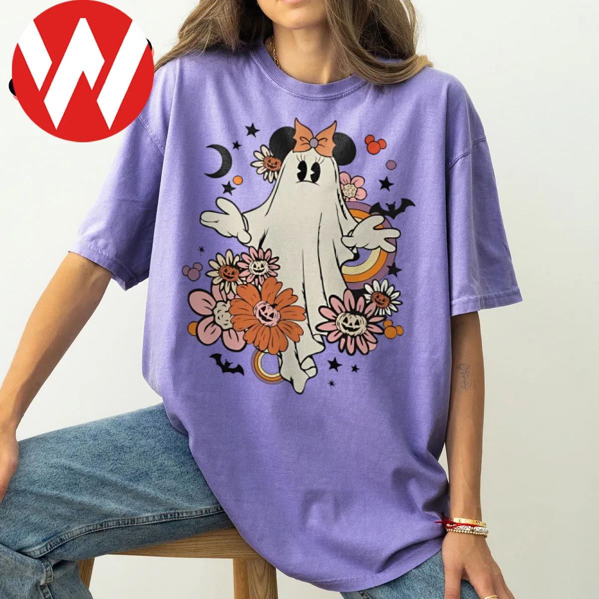 Disney Halloween Minnie Ghost Floral Shirt 4