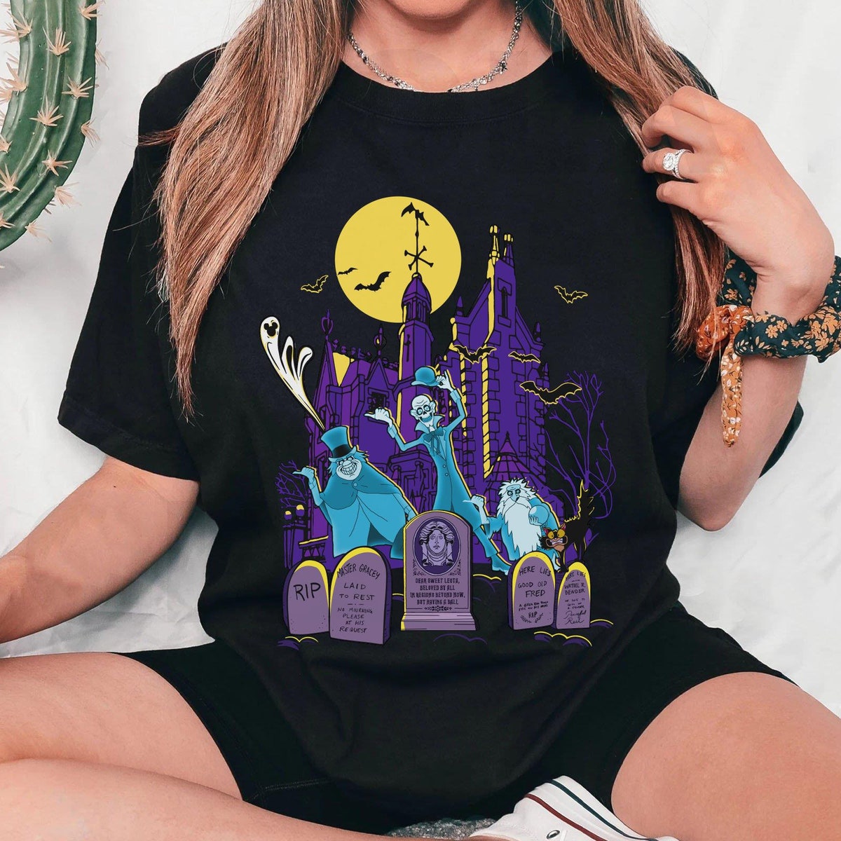 Disney Hitchhiking Ghost Graveyard Halloween Shirt 1