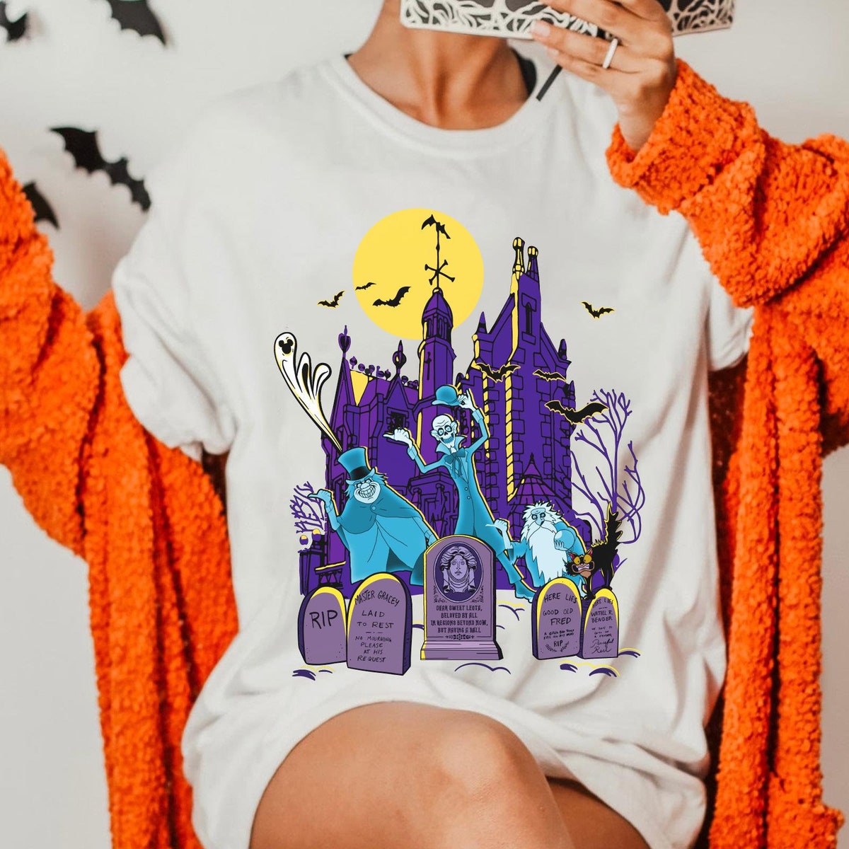 Disney Hitchhiking Ghost Graveyard Halloween Shirt 2