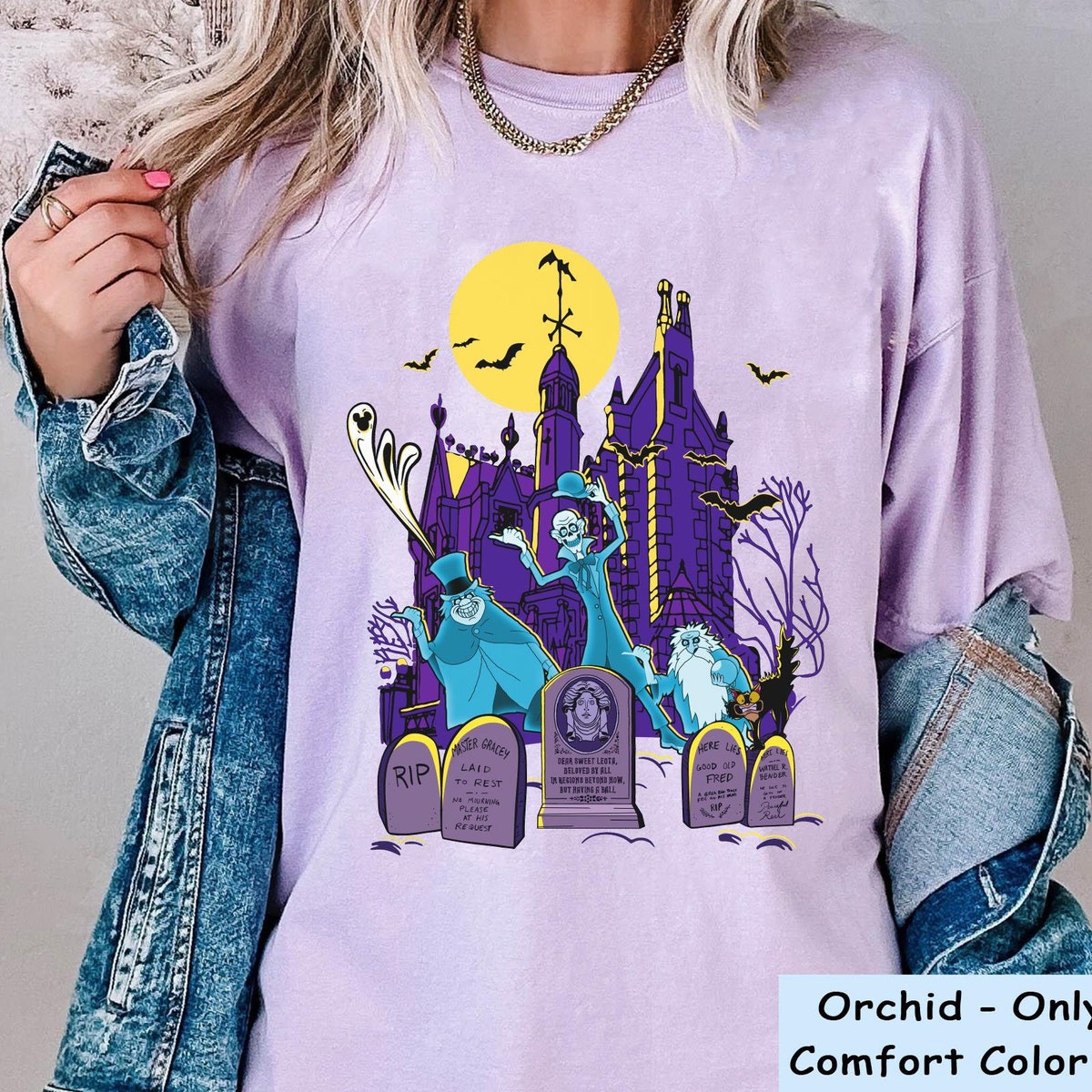 Disney Hitchhiking Ghost Graveyard Halloween Shirt 4