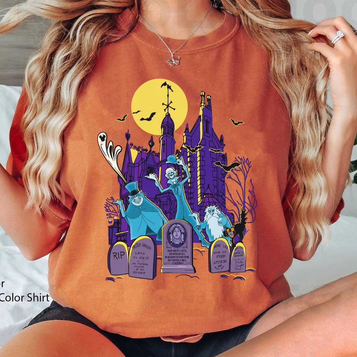 Disney Hitchhiking Ghost Graveyard Halloween Shirt 5