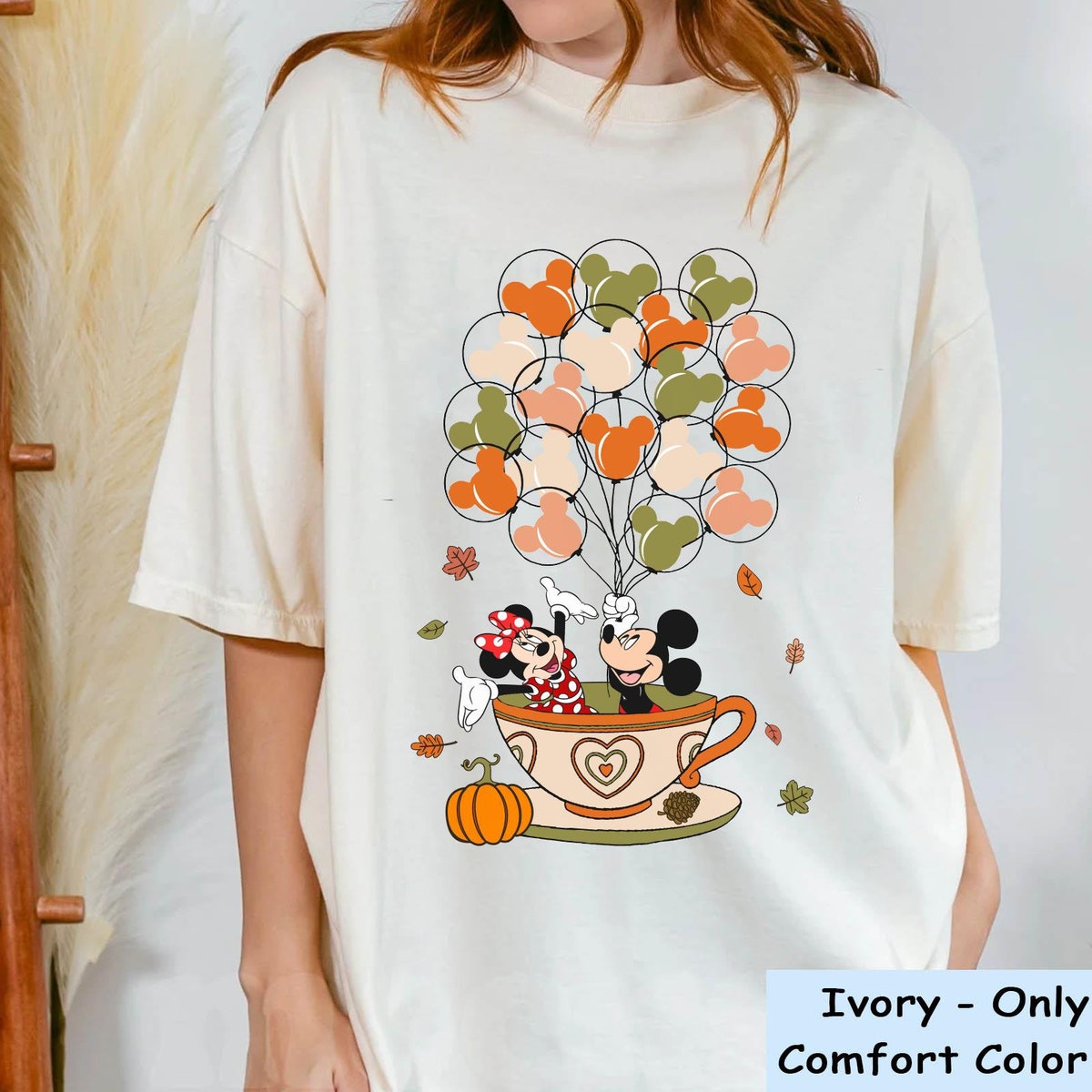 Disney Mickey And Minnie Fall Balloon Tea Cup Shirt 2