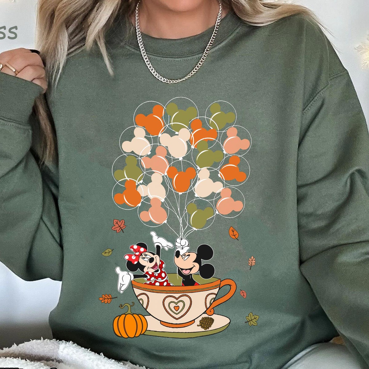 Disney Mickey And Minnie Fall Balloon Tea Cup Shirt 5