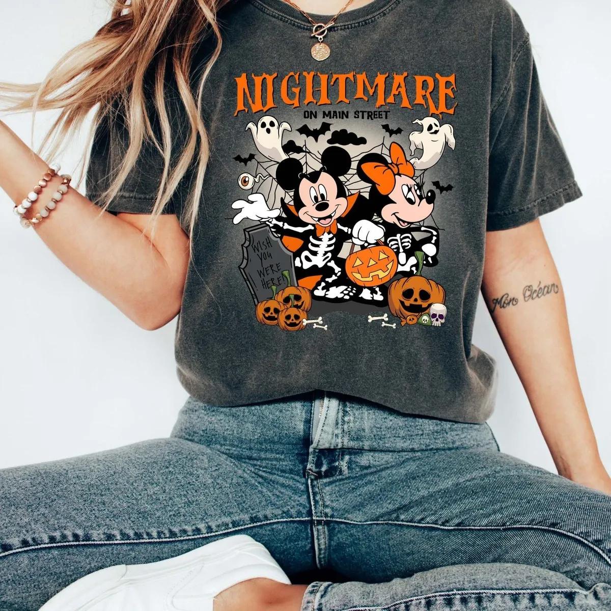 Disney Mickey Minnie Halloween Shirt Nightmare On The Main Streat Tee 3