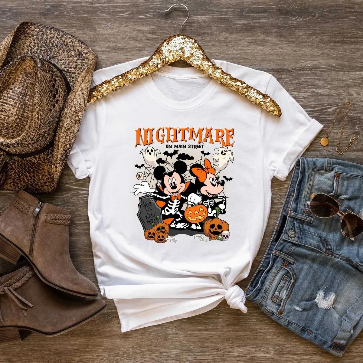 Disney Mickey Minnie Halloween Shirt Nightmare On The Main Streat Tee 4