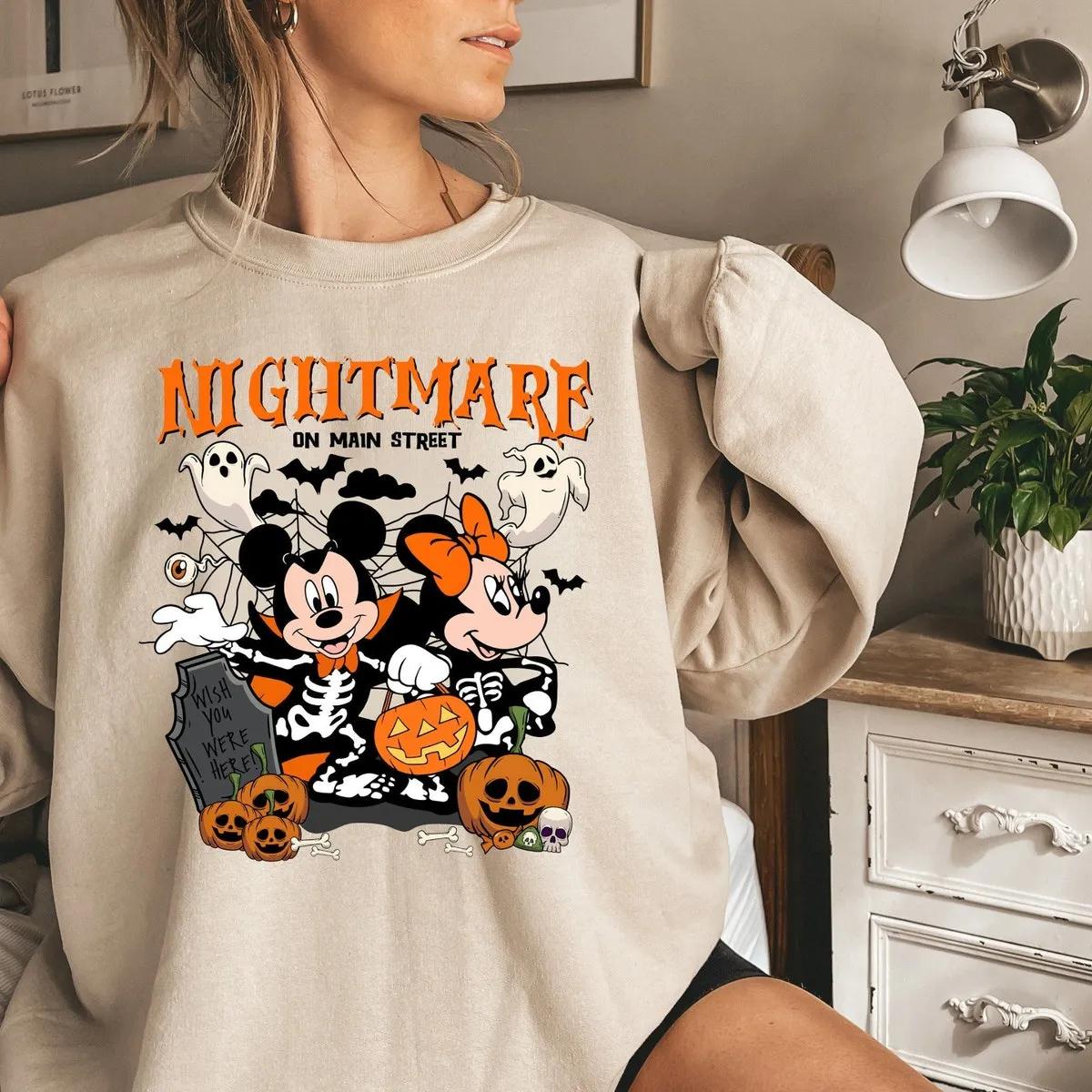 Disney Mickey Minnie Halloween Shirt Nightmare On The Main Streat Tee 6