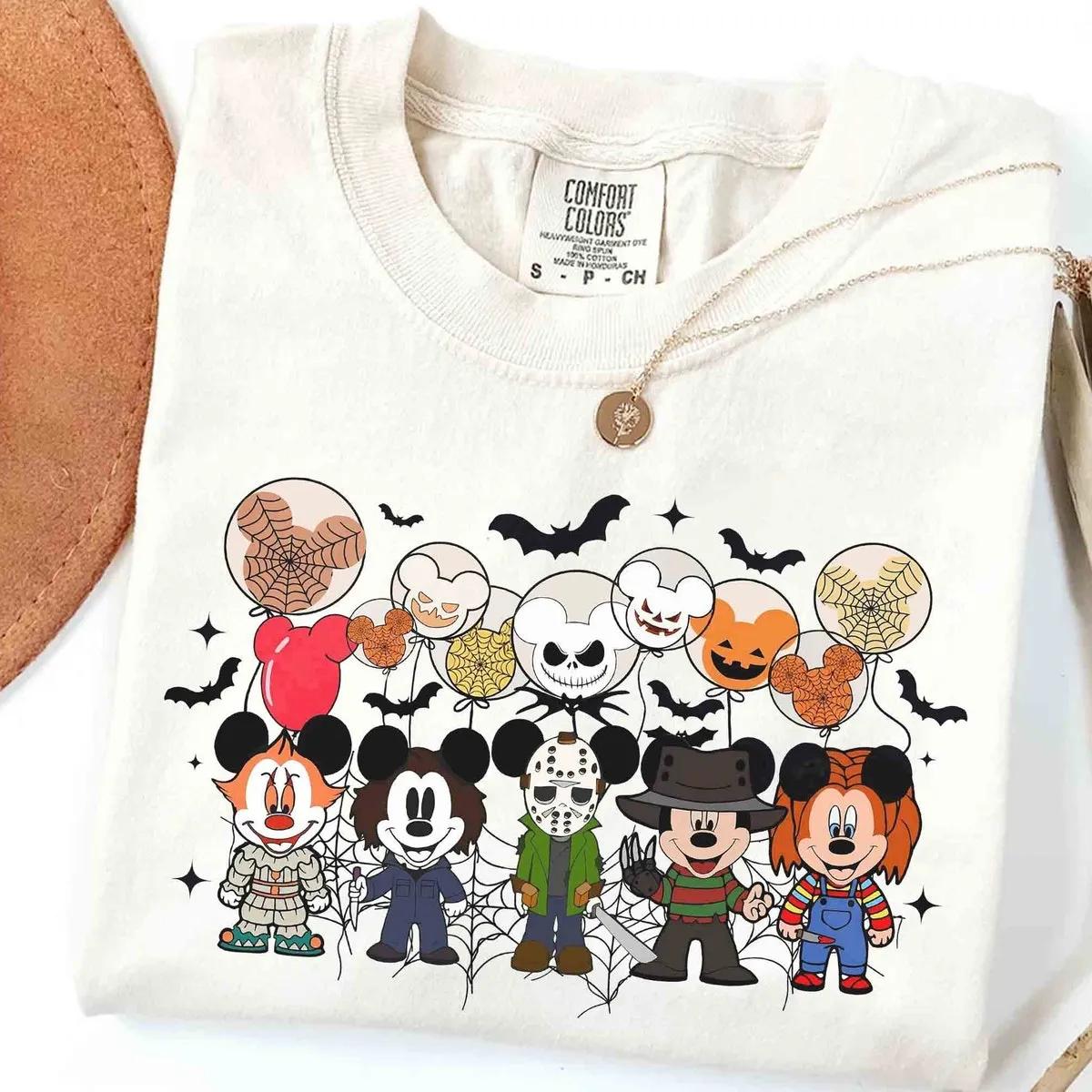 Disney Mickey Mouse Balloon Costume Horror Characters Halloween Shirt 3