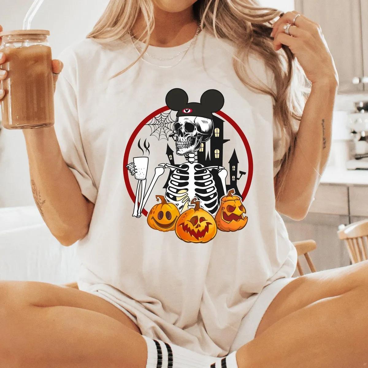 Disney Mickey Skeleton Coffee Halloween Shirt 1 1