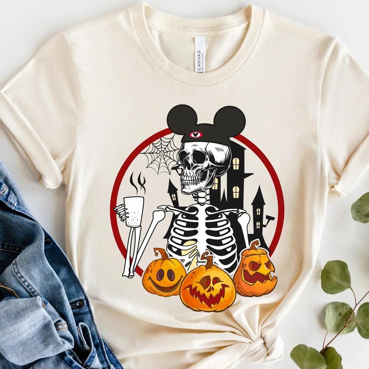 Disney Mickey Skeleton Coffee Halloween Shirt 2 1