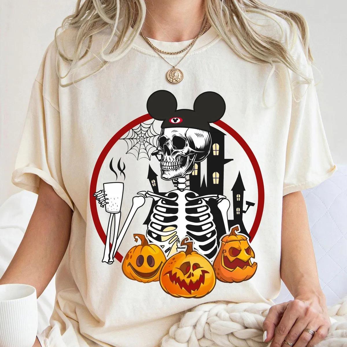 Disney Mickey Skeleton Coffee Halloween Shirt 3 1