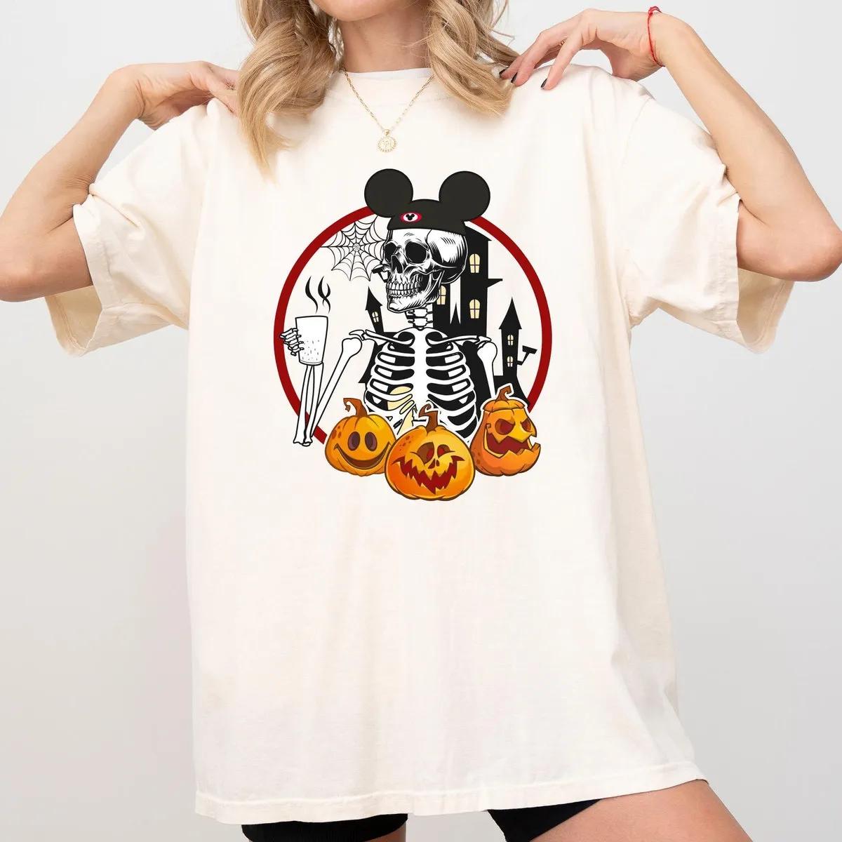 Disney Mickey Skeleton Coffee Halloween Shirt 4 1