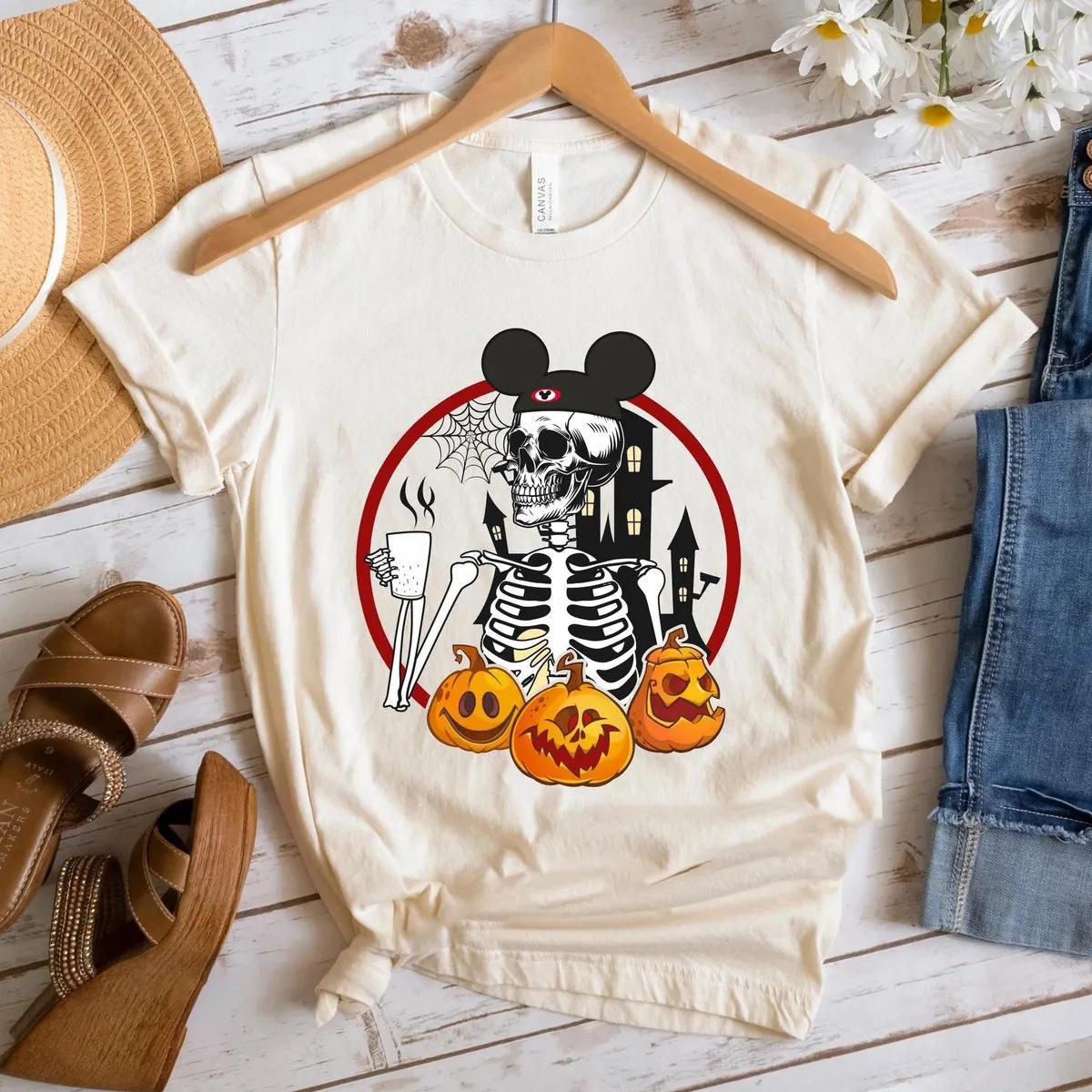 Disney Mickey Skeleton Coffee Halloween Shirt 5 1