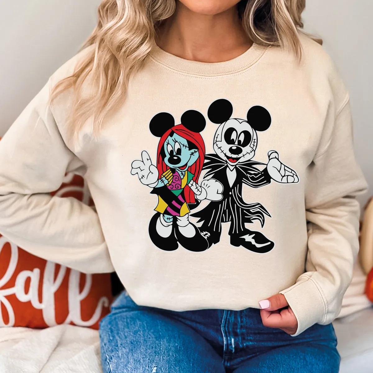 Disney Mickey and Minnie Halloween Shirt Jack and Sally Tee 1