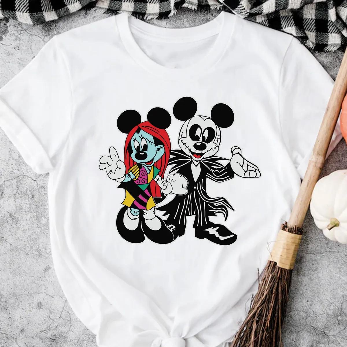 Disney Mickey and Minnie Halloween Shirt Jack and Sally Tee 2