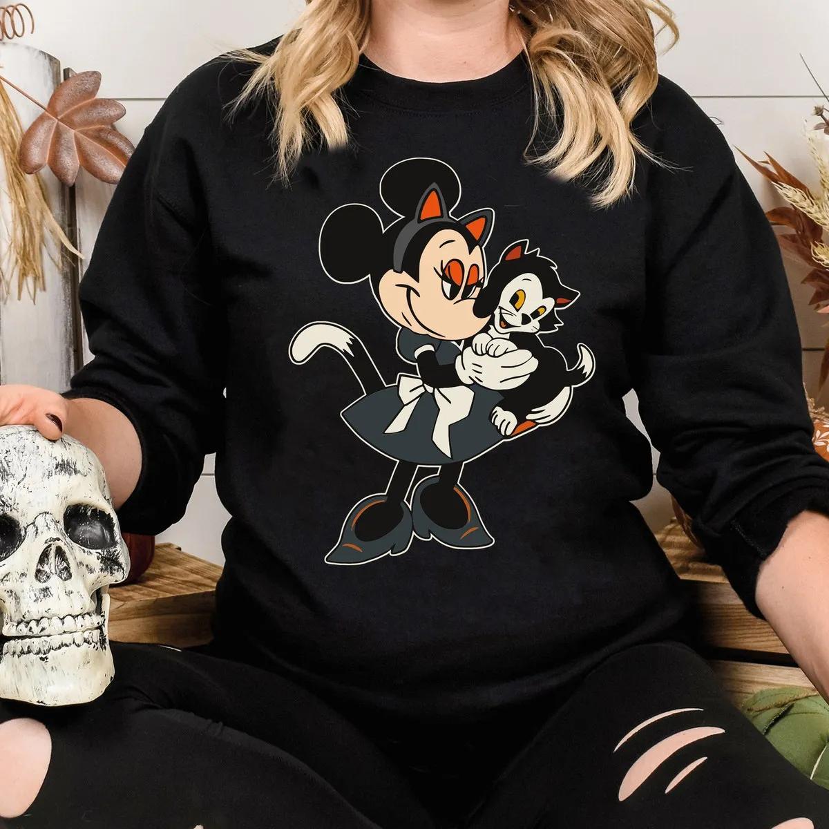 Disney Minnie And Figaro Cat Gothic Halloween Shirt 1