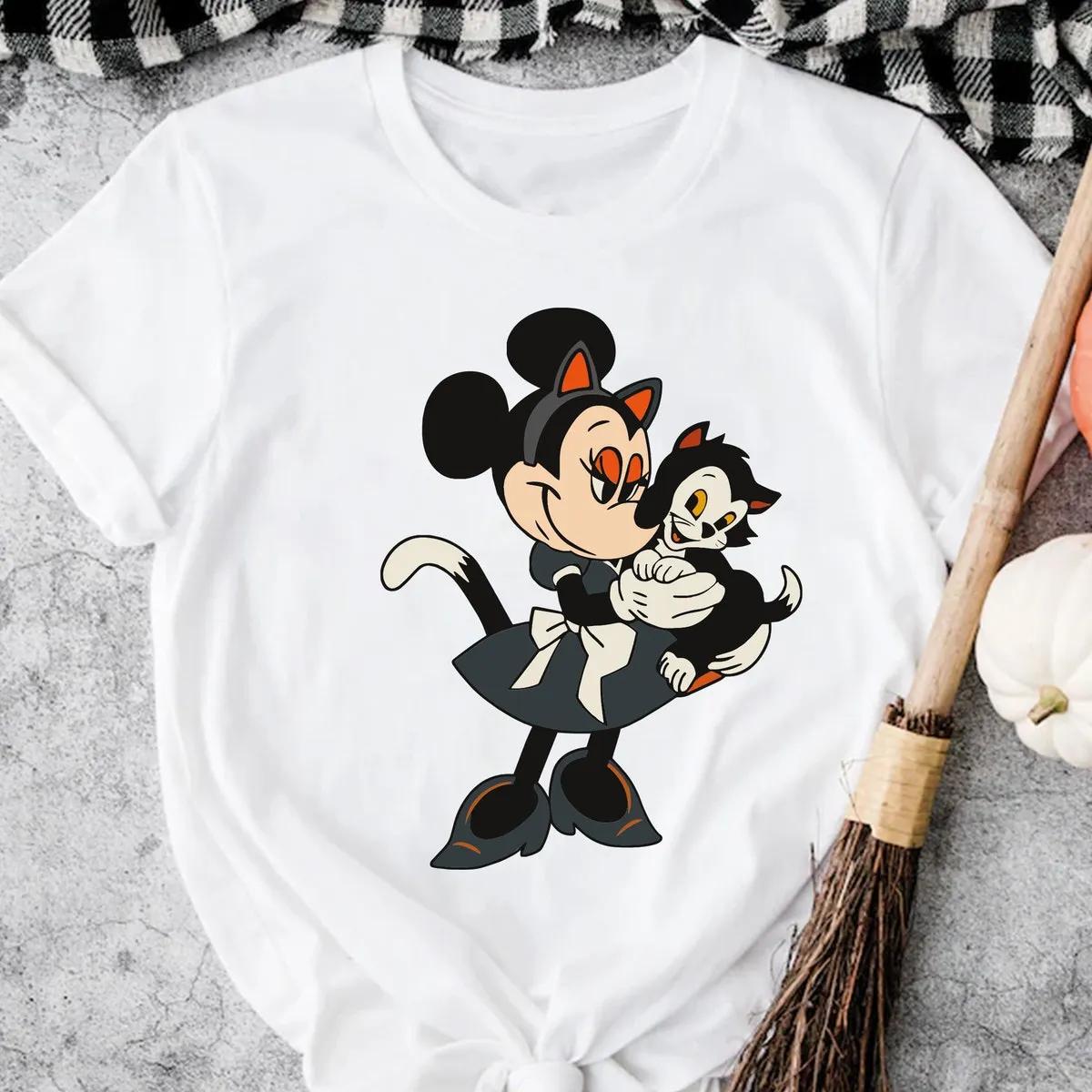 Disney Minnie And Figaro Cat Gothic Halloween Shirt 3