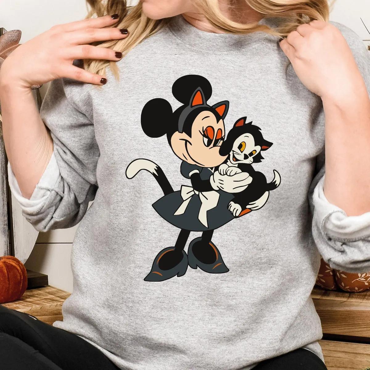 Disney Minnie And Figaro Cat Gothic Halloween Shirt 4