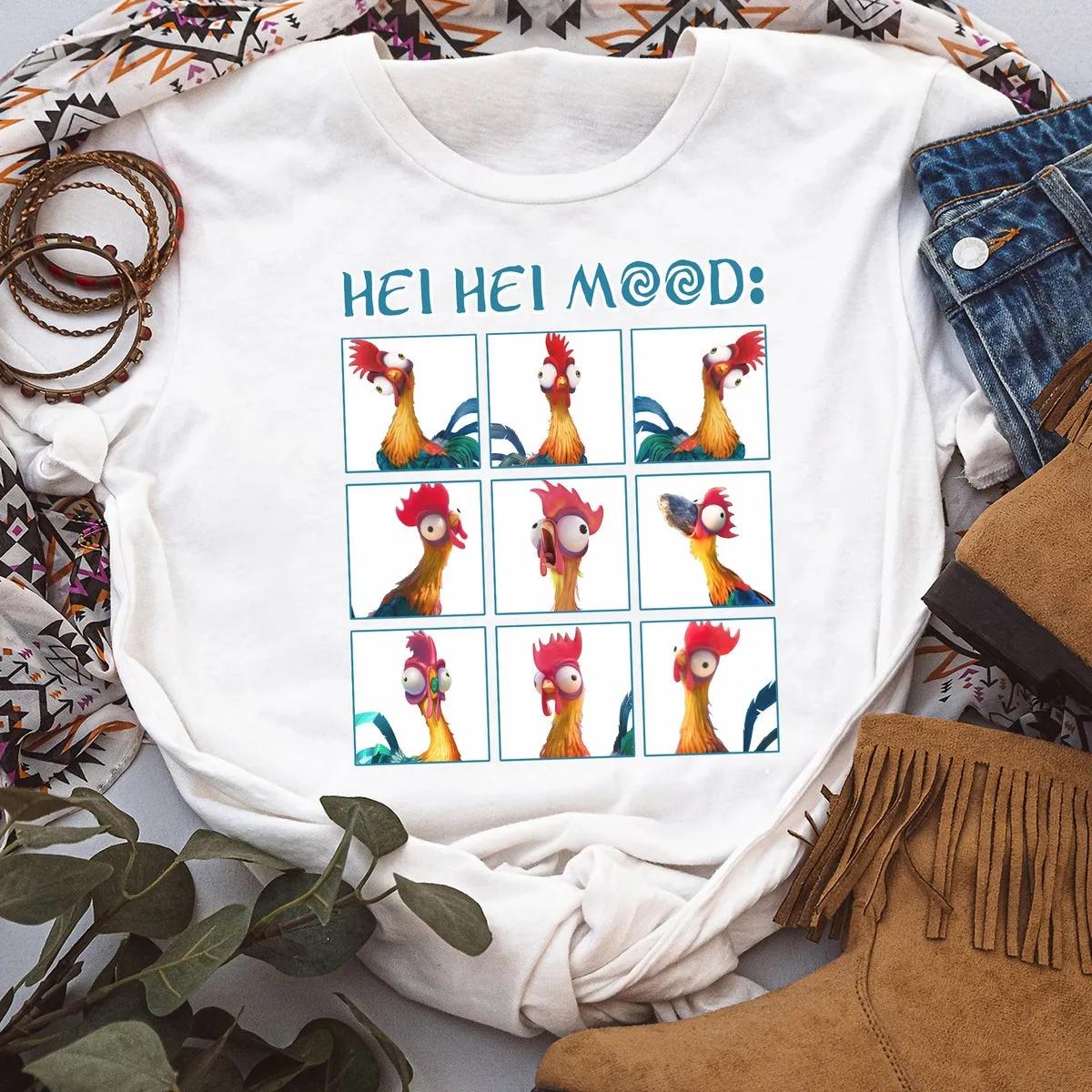 Disney Moana Hei Hei Mood Emotion Of Hei Hei Cute Face Unisex Shirt 2