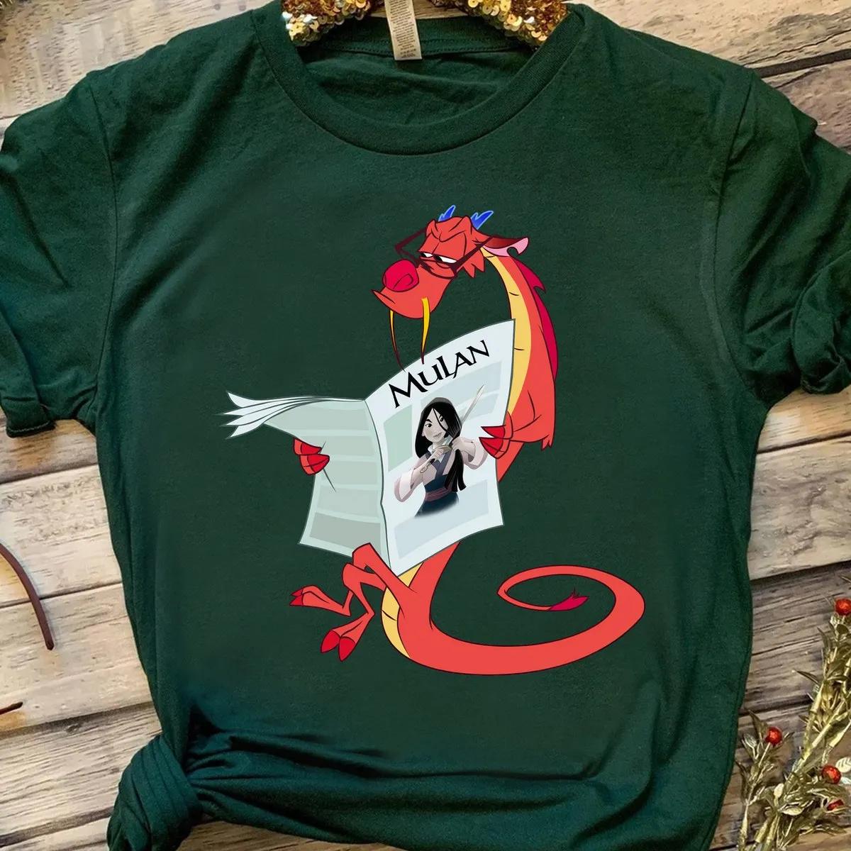 Disney Mulan Mushu Dragron Reading Vogue Shirt 2