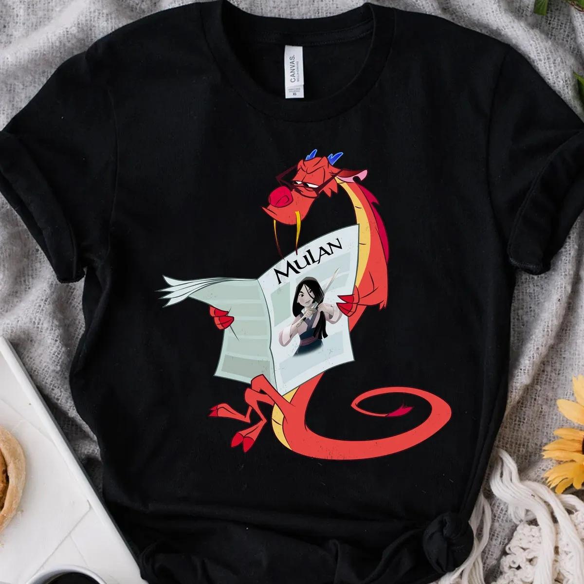 Disney Mulan Mushu Dragron Reading Vogue Shirt 3