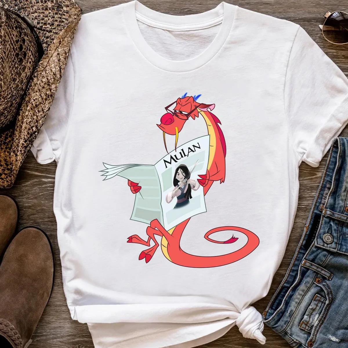 Disney Mulan Mushu Dragron Reading Vogue Shirt 4