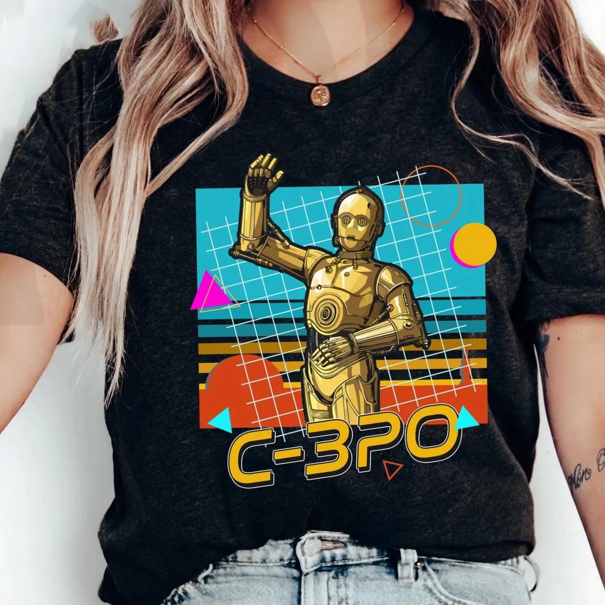 Disney Neon 90s C3P0 Droids Star Wars Day Shirt 1