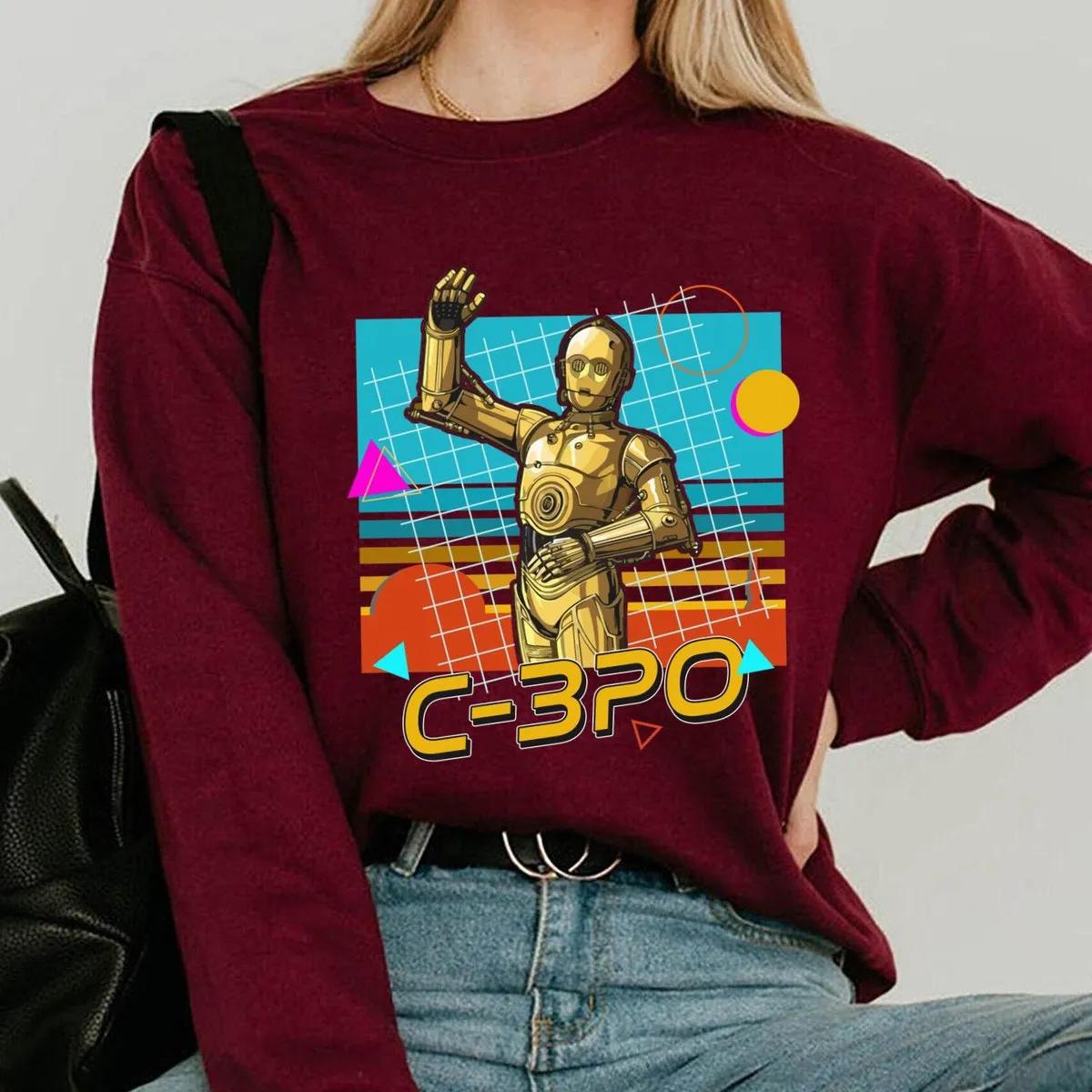 Disney Neon 90s C3P0 Droids Star Wars Day Shirt 3